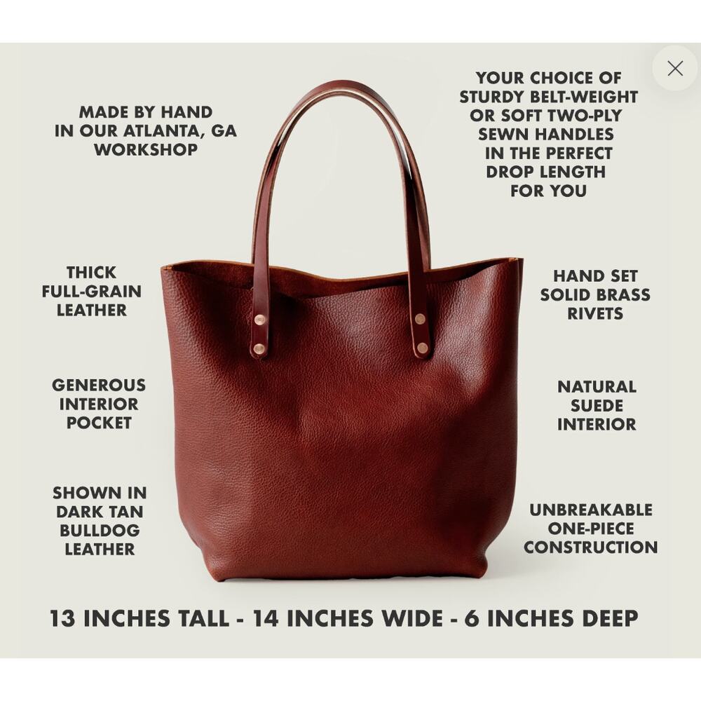KMM & Co British Tan Double Shot Tote Full Leather Suede Interior - Picture 11 of 11
